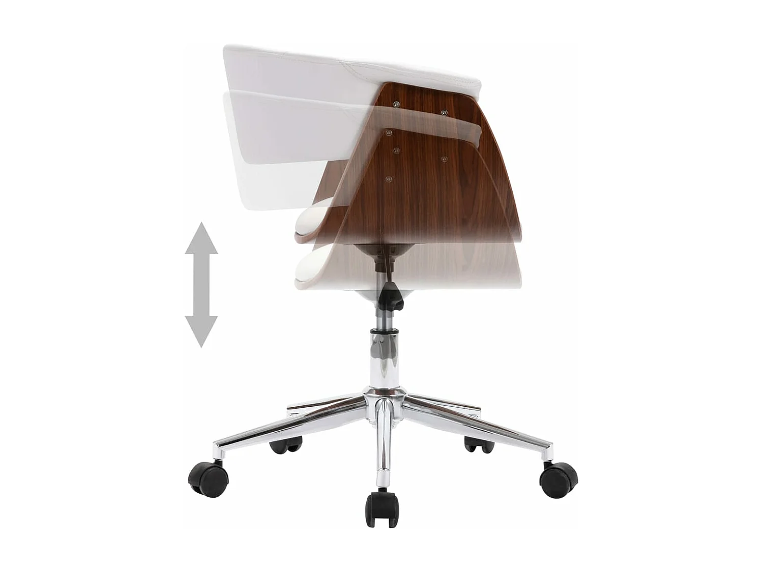 Silla oficina giratoria madera curvada cuero sintético blanco ES761955