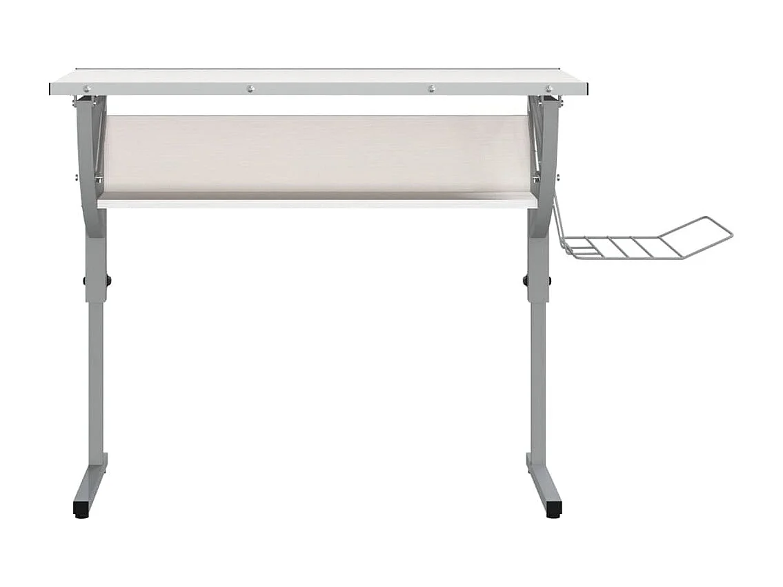 Bureau d'artisanat blanc et gris 110x53x(58-87) cm FR42280