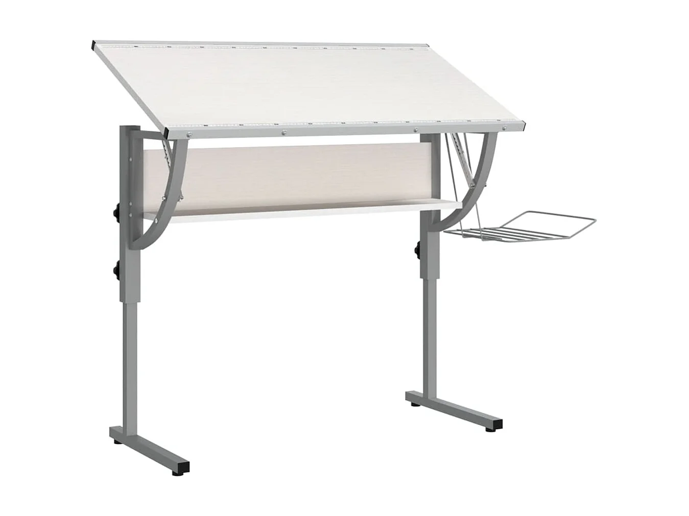 Bureau d'artisanat blanc et gris 110x53x(58-87) cm FR42280