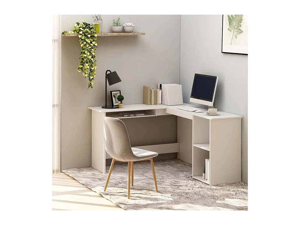 Bureau d'angle en forme de L Blanc 120x140x75 cm FR91222
