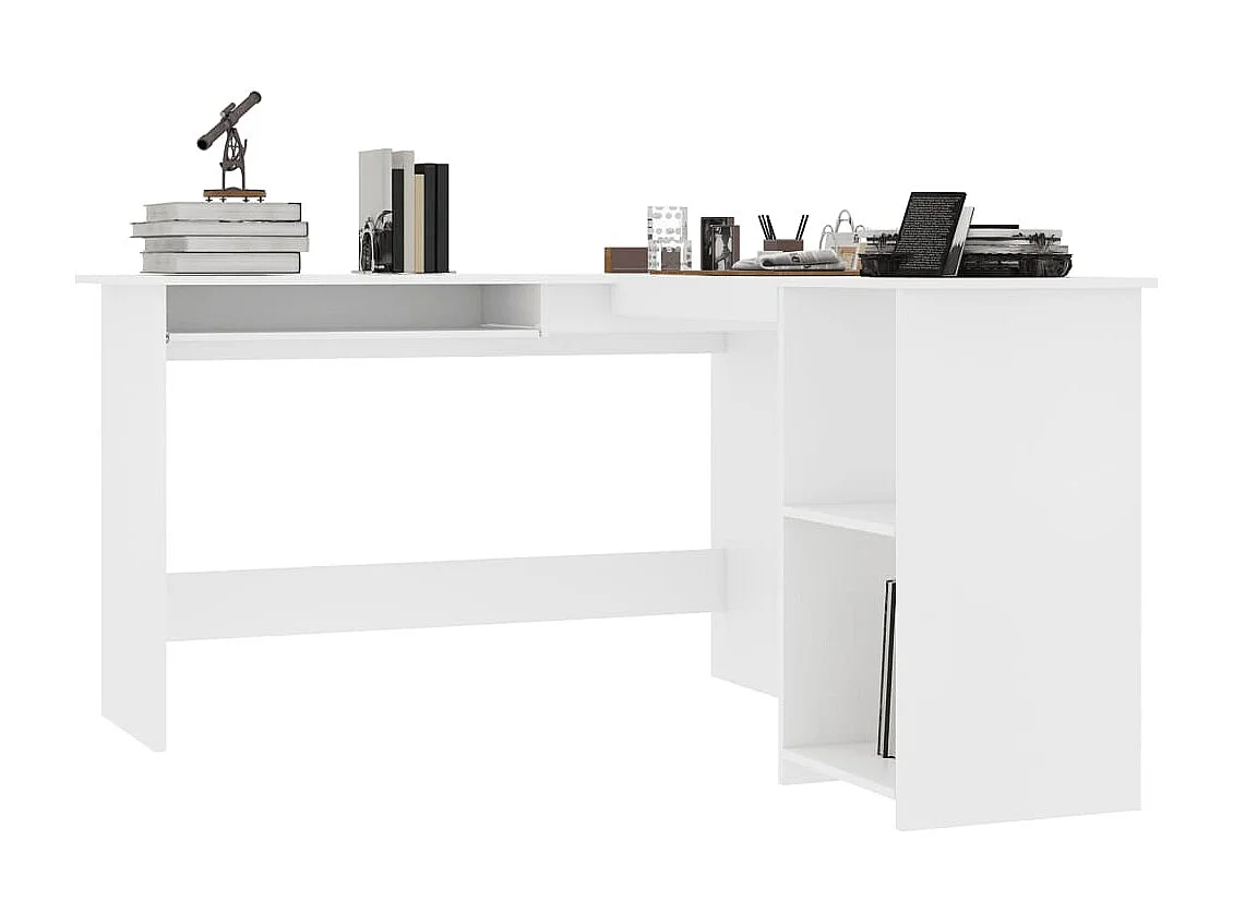 Secretária de canto forma L 120x140x75 cm contraplacado branco PT773709