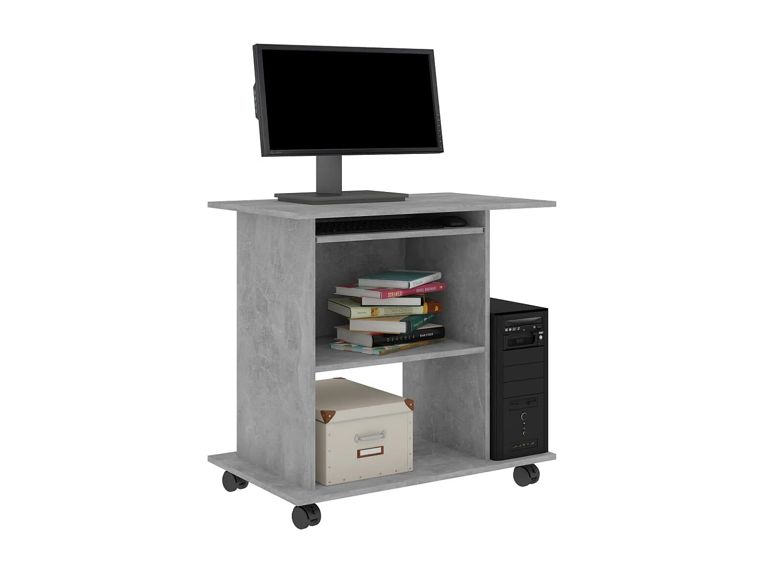 Bureau d'ordinateur Gris béton 80x50x75 cm Bois d'ingénierie FR91848