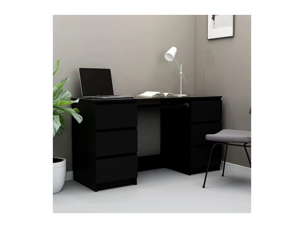Bureau noir 140x50x77 cm Bois d'ingénierie FR40696