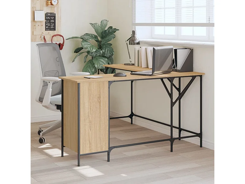 Bureau 141x141x75 cm bewerkt hout sonoma eikenkleurig BE120630