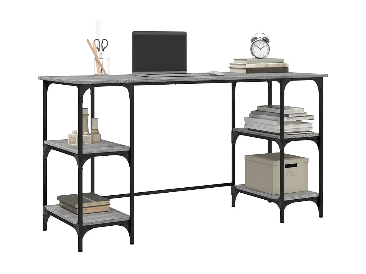 Bureau sonoma gris 140x50x75 cm métal et bois d'ingénierie FR51280