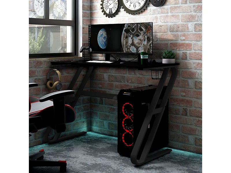 Bureau de jeu avec pieds en forme de ZZ Noir 110x60x75 cm FR99228