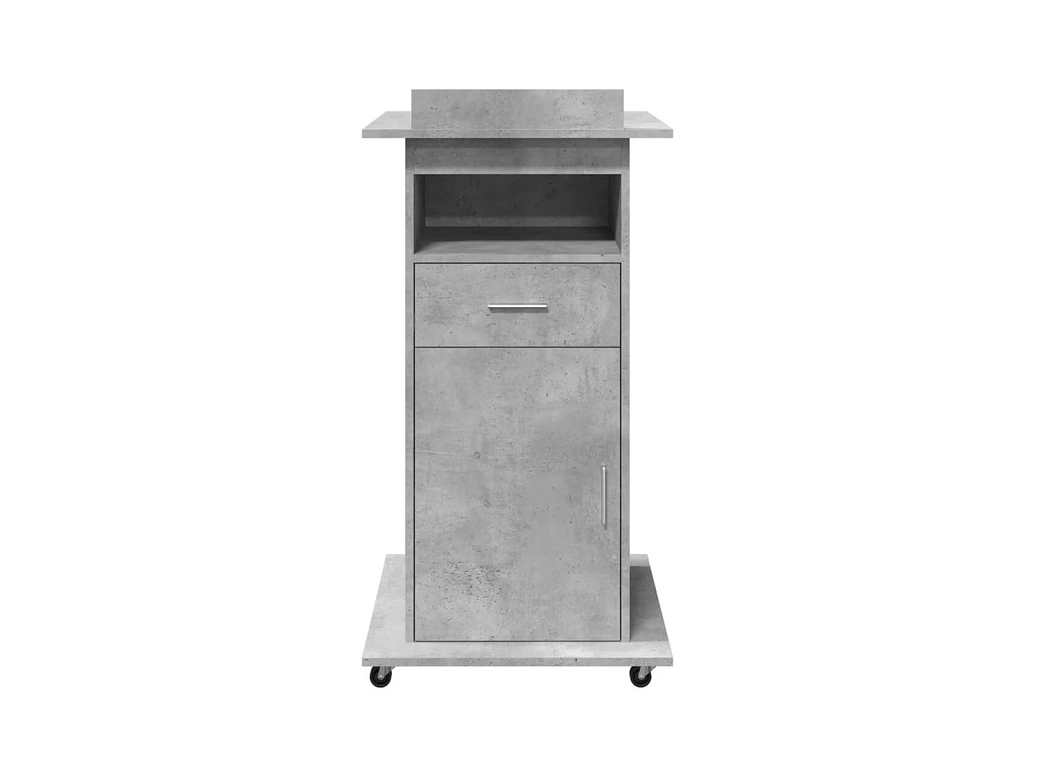 Pupitre avec roues et tiroir gris béton bois d'ingénierie FR67174