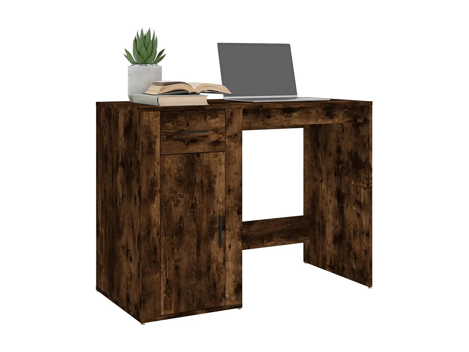 Bureau 100x49x75 cm bewerkt hout gerookt eikenkleurig BE662516