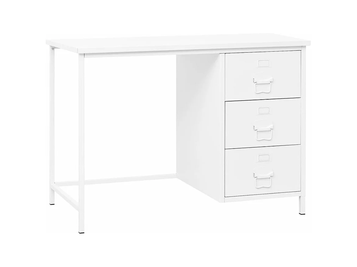 Bureau industriel avec tiroirs Blanc 105x52x75 cm Acier FR55021