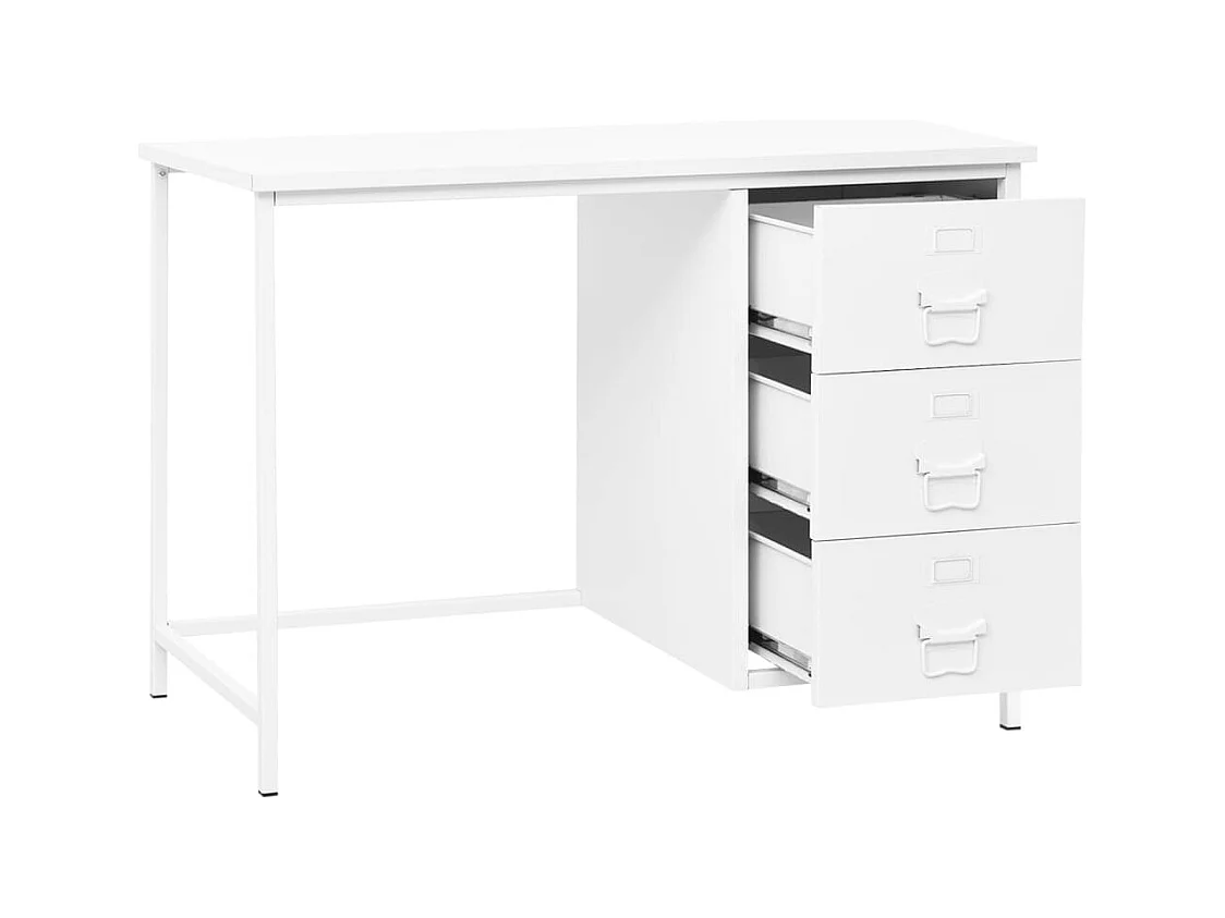 Bureau industriel avec tiroirs Blanc 105x52x75 cm Acier FR55021