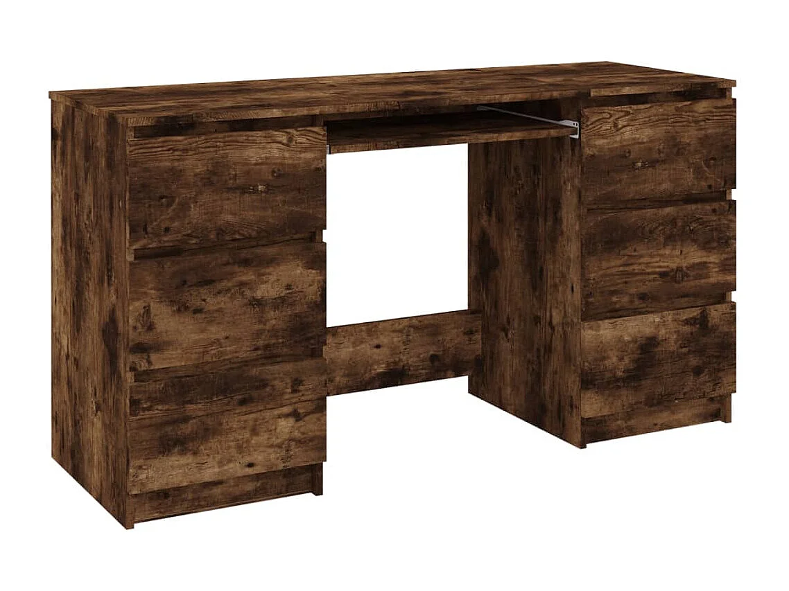 Bureau 140x50x77 cm bewerkt hout gerookt eikenkleurig BE964119