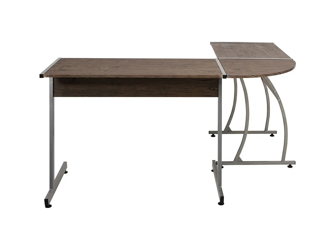 Hoekbureau bewerkt hout bruin BE228005