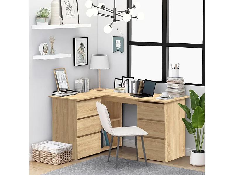 Bureau d'angle Chêne sonoma 145x100x76 cm Bois d'ingénierie FR88275