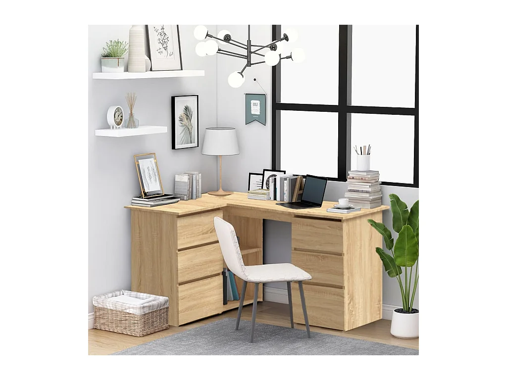 Bureau d'angle Chêne sonoma 145x100x76 cm Bois d'ingénierie FR88275