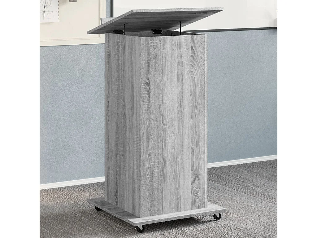 Lessenaar met wielen en lade 55x55x107 cm hout grijs sonoma BE589503