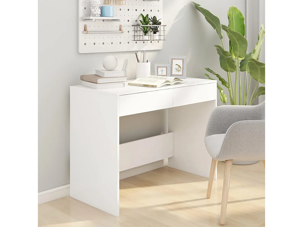 Escritorio de madera contrachapada blanco 101x50x76,5 cm ES787129