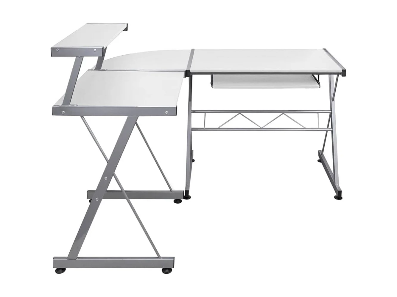 Bureau d'ordinateur d'angle Blanc 132x112x99 cm Bois ingénierie FR59105