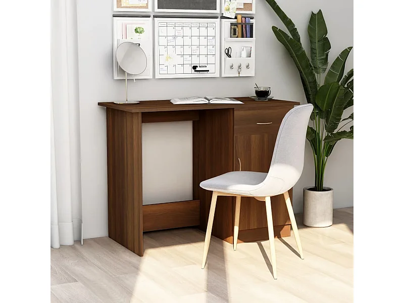 Bureau 100x50x76 cm bewerkt hout bruin eikenkleur BE315460