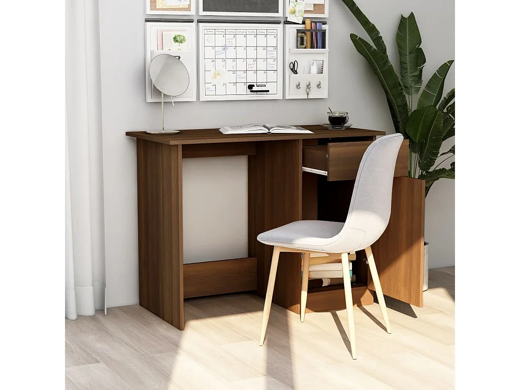 Bureau 100x50x76 cm bewerkt hout bruin eikenkleur BE315460
