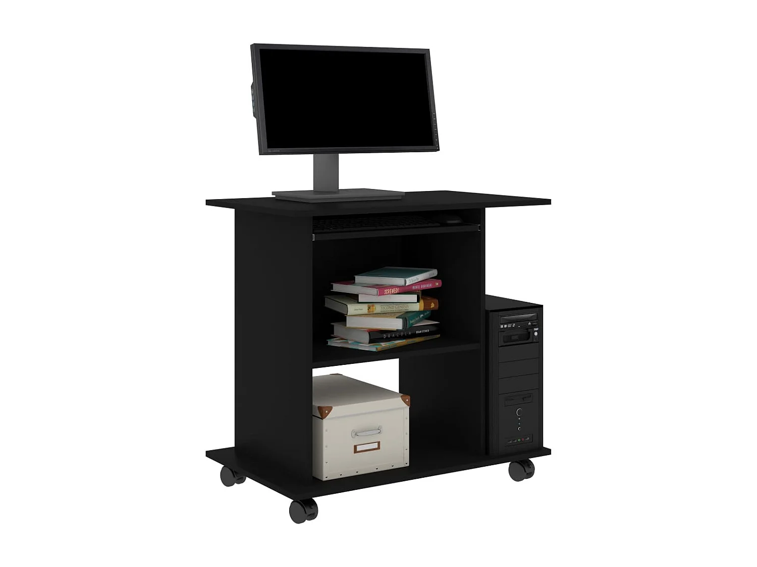 Bureau d'ordinateur Noir 80x50x75 cm Bois d'ingénierie FR17270