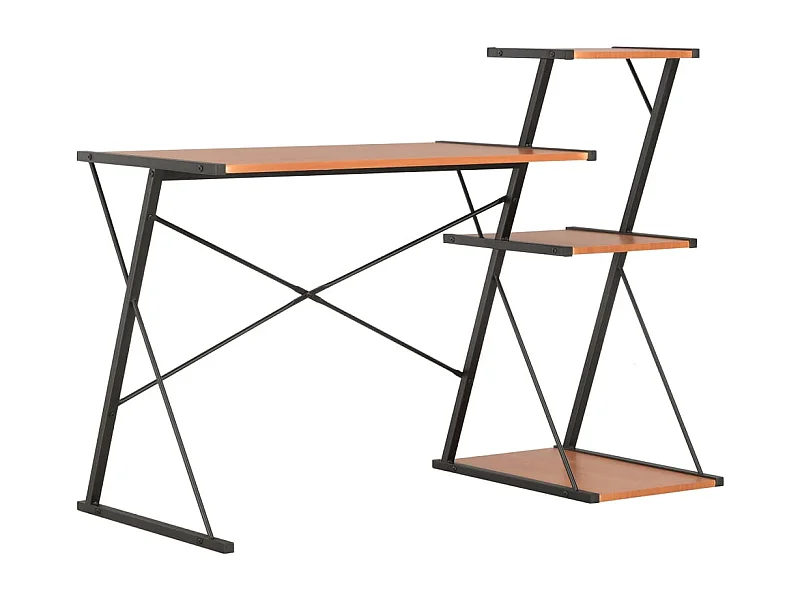 Escritorio con estantería negro y marrón 116x50x93 cm ES102986