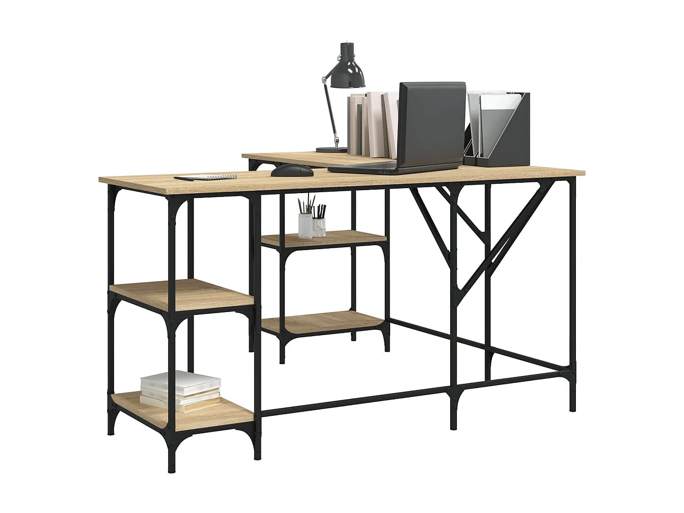 Bureau chêne sonoma 139x139x75 cm bois d'ingénierie FR39916