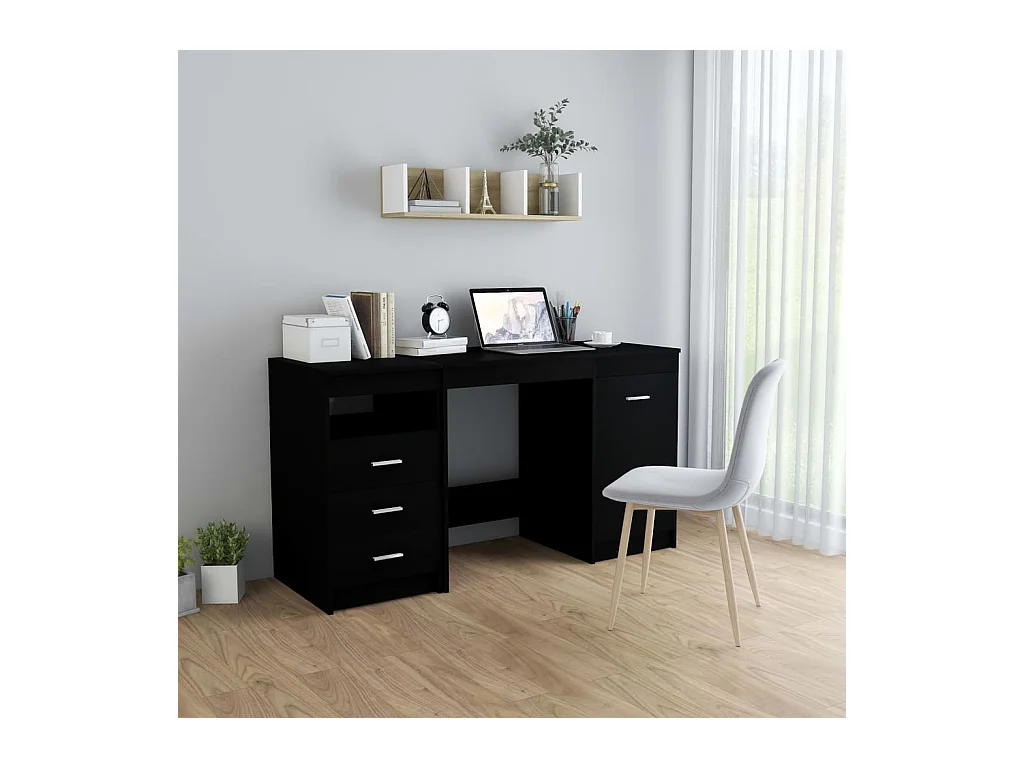 Bureau Noir 140x50x76 cm Bois d’ingénierie FR96277