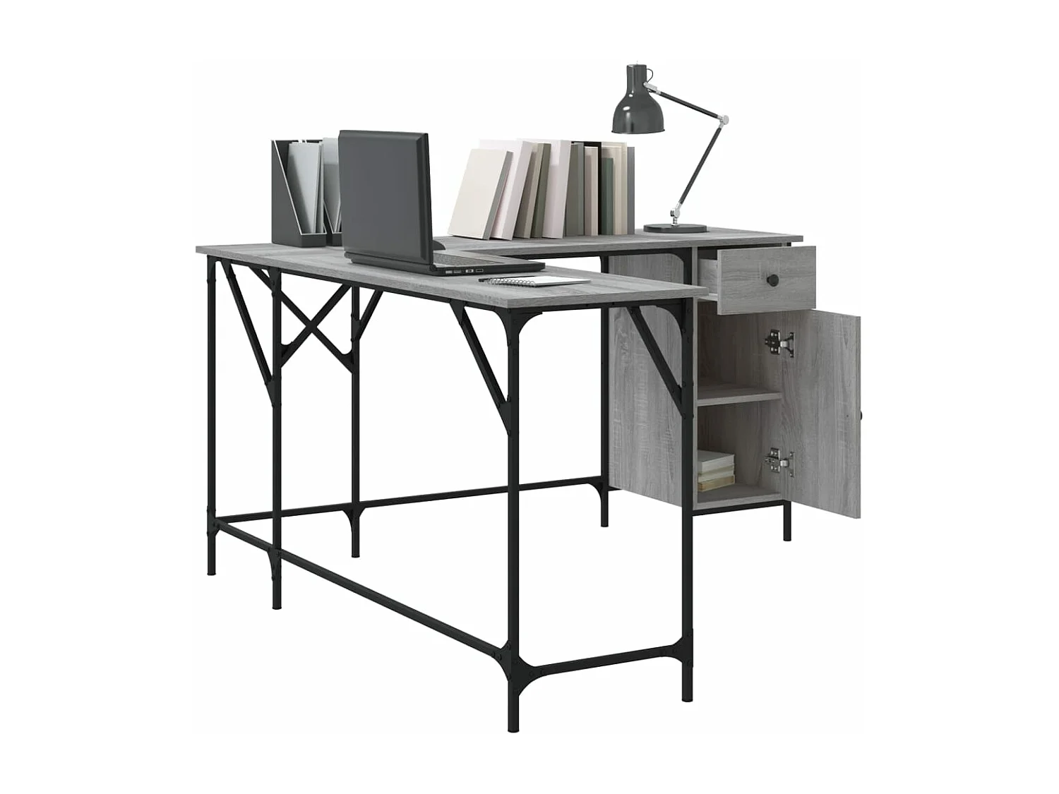 Bureau sonoma gris 141x141x75 cm bois d'ingénierie FR40252