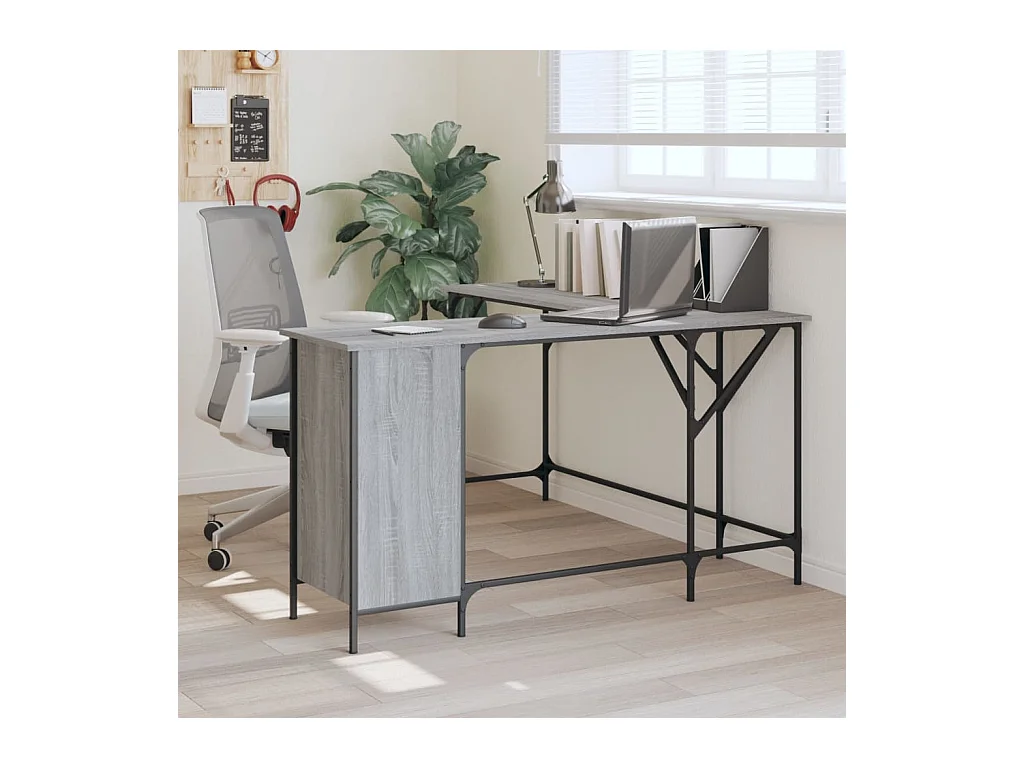 Bureau sonoma gris 141x141x75 cm bois d'ingénierie FR40252