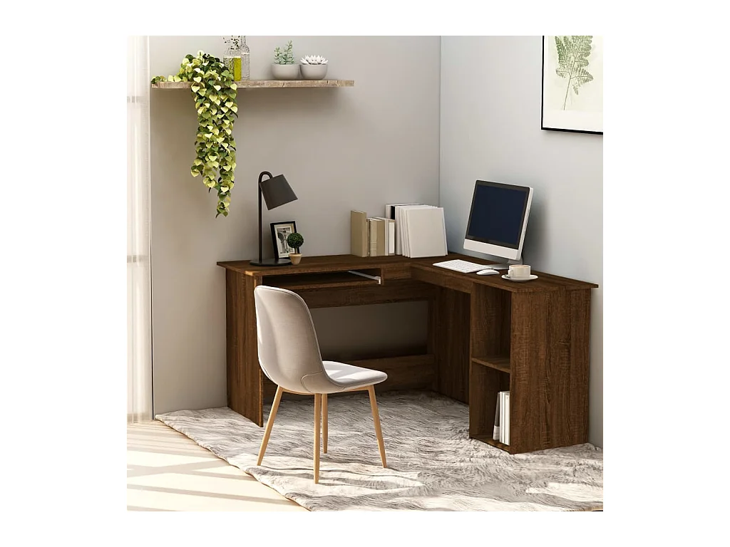 Bureau d'angle chêne marron 120x140x75 cm bois d'ingénierie FR60817