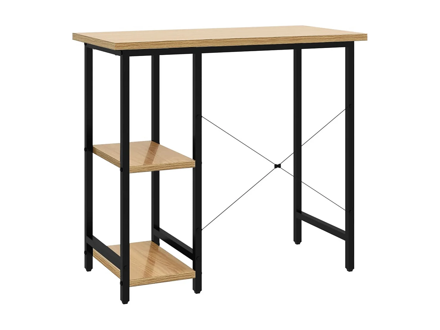 Escritorio para ordenador MDF metal negro roble 80x40x72 cm ES622234