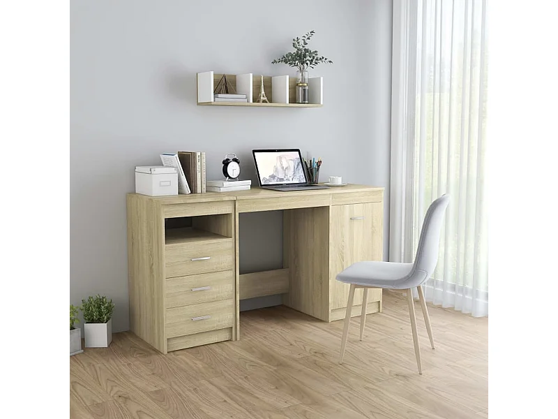 Bureau 140x50x76 cm bewerkt hout sonoma eikenkleurig BE344728