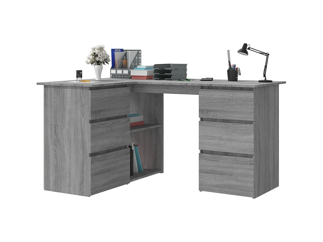 Bureau d'angle Sonoma gris 145x100x76 cm Bois d'ingénierie FR71653