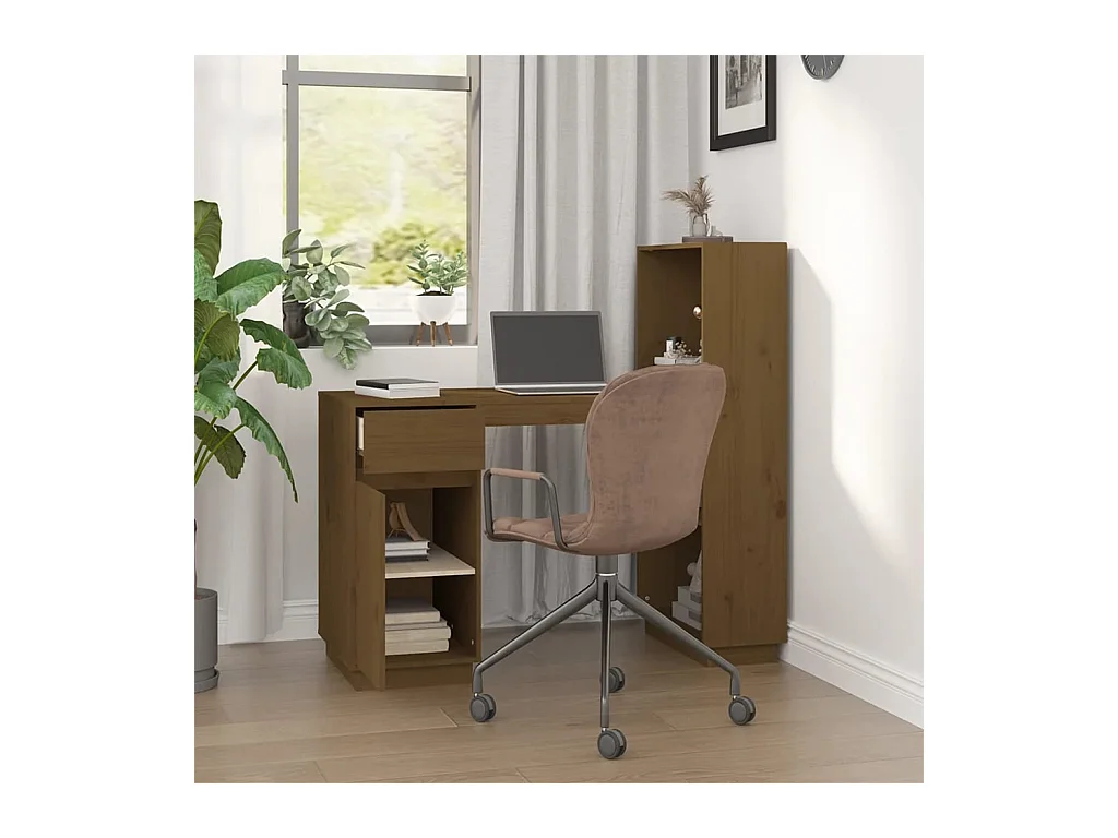 Bureau Marron miel 110x53x117 cm Bois massif de pin FR19512