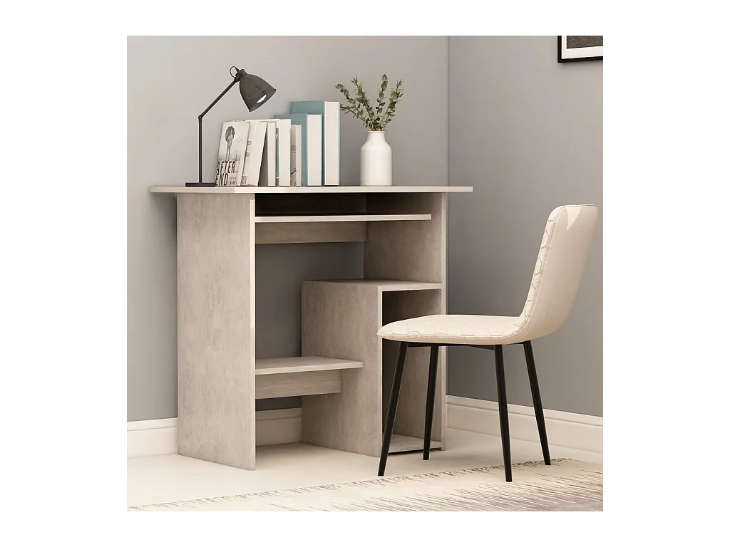Escritorio de madera contrachapada gris hormigón 80x45x74 cm ES385455