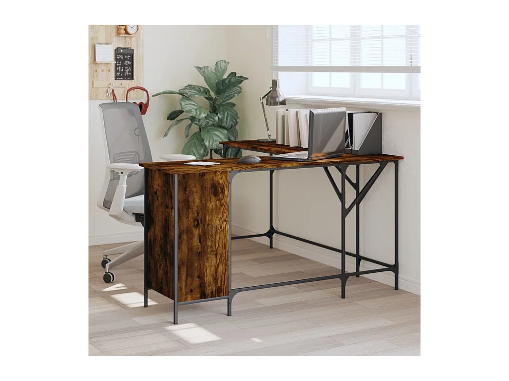 Bureau chêne fumé 141x141x75 cm bois d'ingénierie FR57050