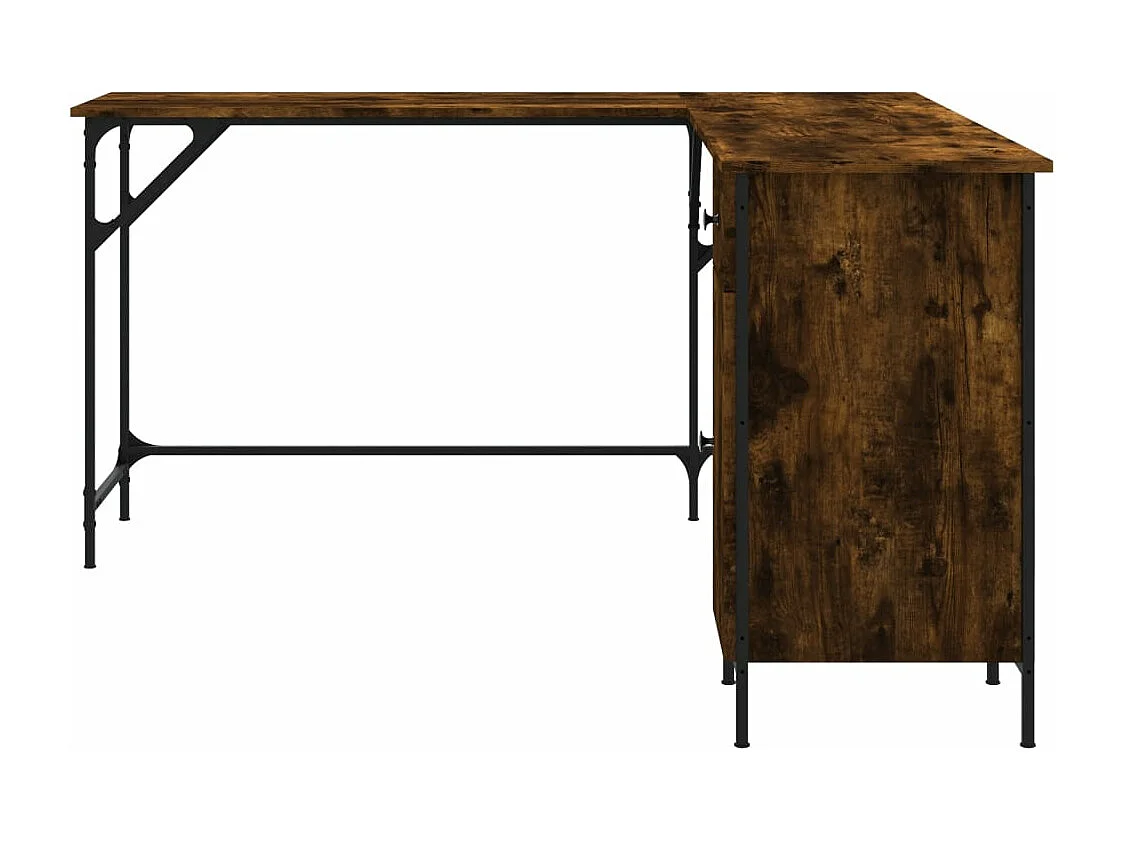 Bureau 141x141x75 cm bewerkt hout gerookt eikenkleurig BE834401