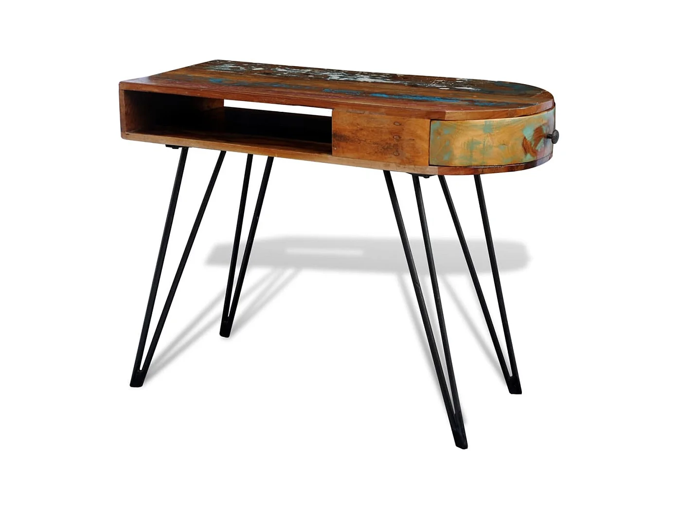 Bureau avec pieds en fer Bois de récupération solide FR85313