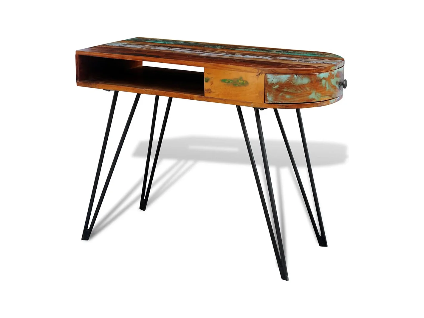 Bureau avec pieds en fer Bois de récupération solide FR85313