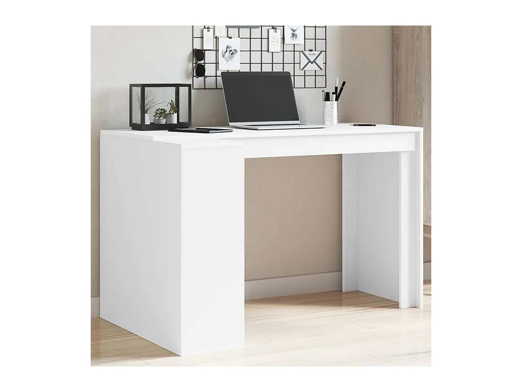Bureau blanc 123,5x73,5x75 cm bois d'ingénierie FR58567
