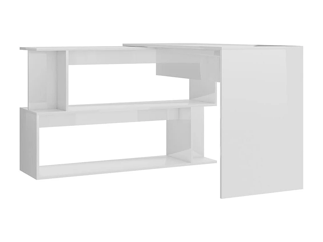 Bureau d'angle Blanc brillant 200x50x76 cm Bois d’ingénierie FR86706