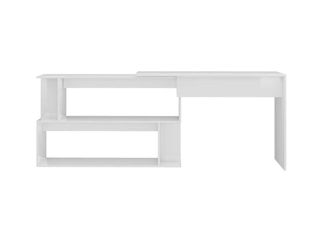 Bureau d'angle Blanc brillant 200x50x76 cm Bois d’ingénierie FR86706