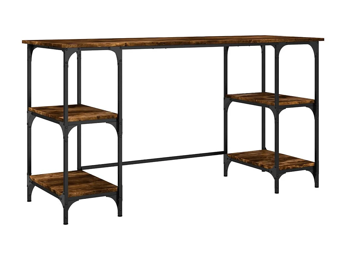Escritorio metal madera ingeniería roble ahumado 140x50x75 cm ES391722