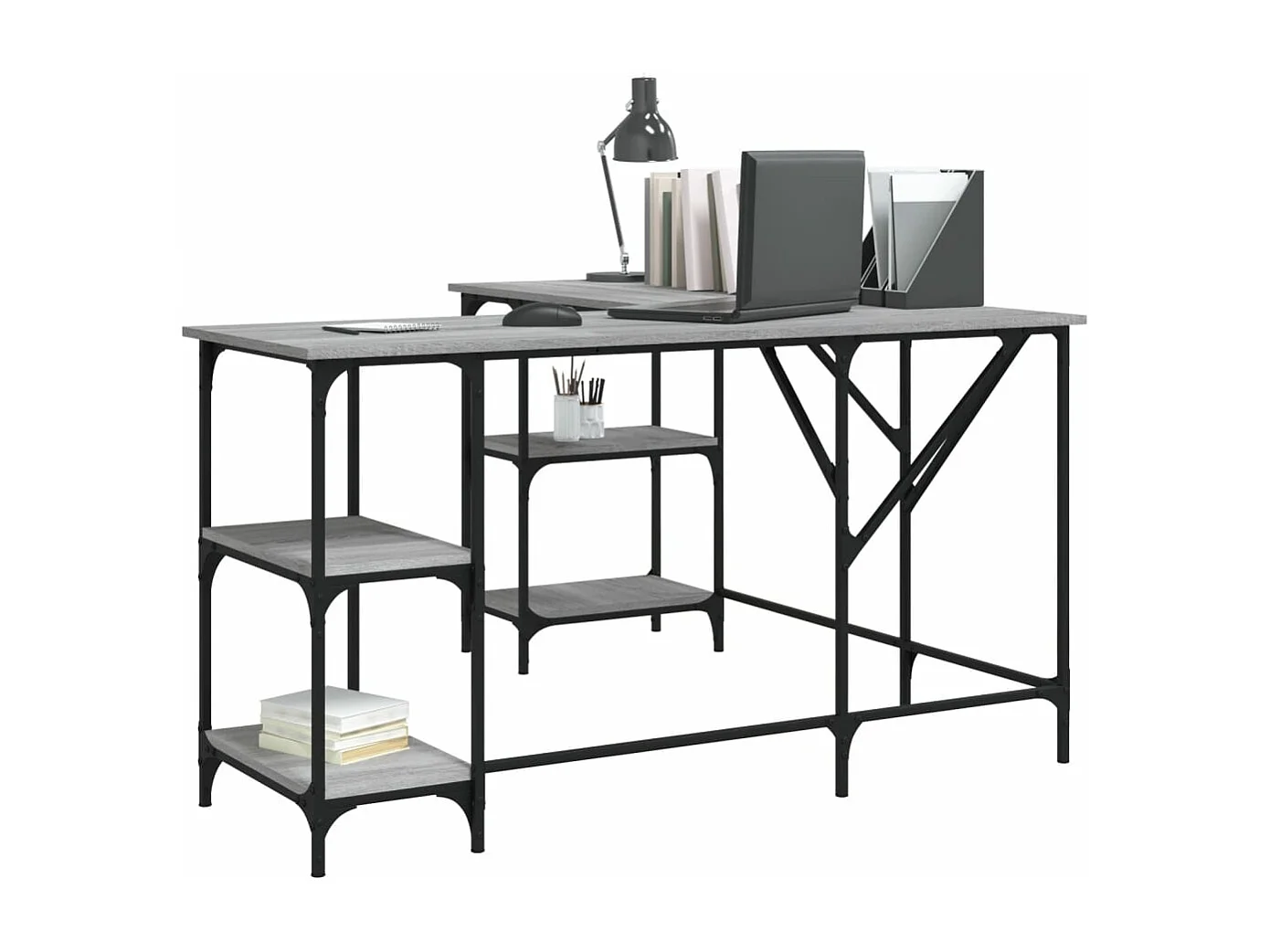 Bureau sonoma gris 139x139x75 cm bois d'ingénierie FR79729