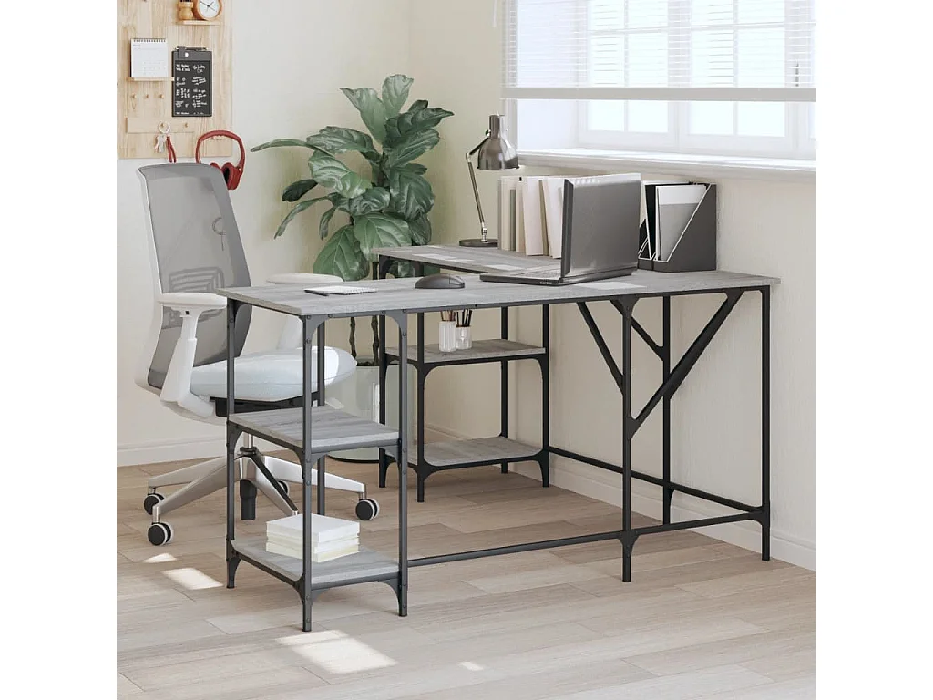 Bureau sonoma gris 139x139x75 cm bois d'ingénierie FR79729