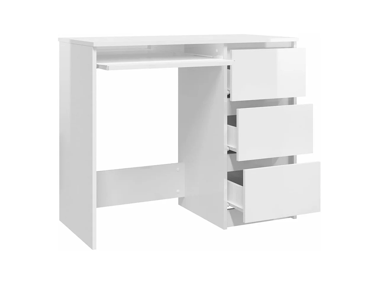 Bureau Blanc brillant 90x45x76 cm Bois d’ingénierie FR85723