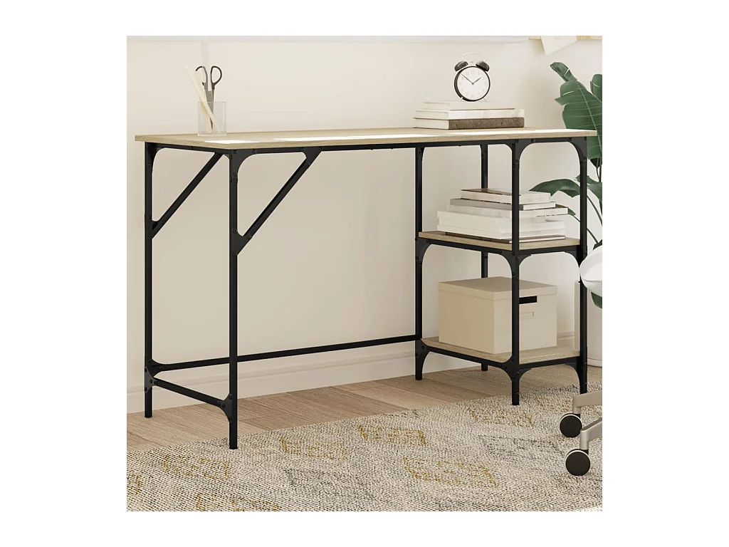 Bureau chêne sonoma 120x50x75 cm métal et bois d'ingénierie FR70266