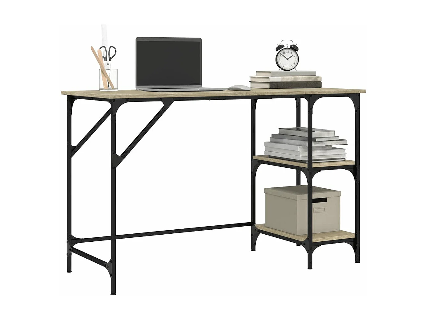 Bureau chêne sonoma 120x50x75 cm métal et bois d'ingénierie FR70266
