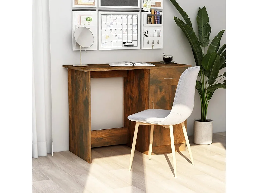 Bureau 100x50x76 cm bewerkt hout gerookt eikenkleurig BE333940