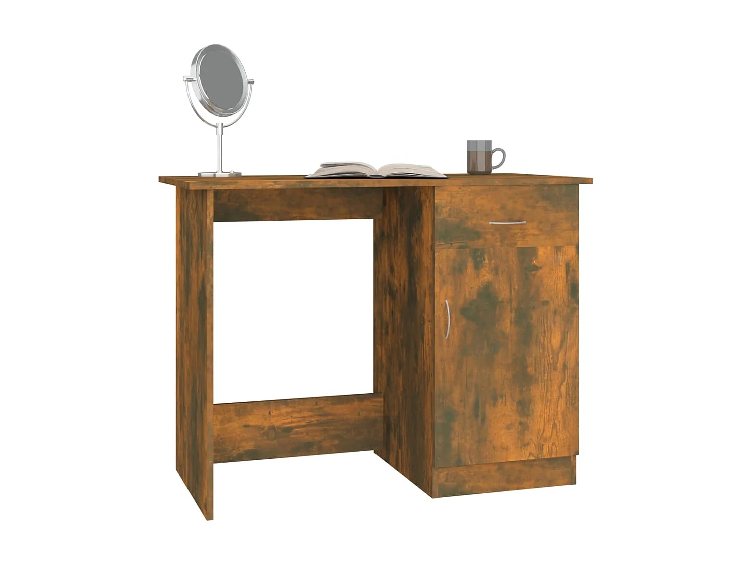 Bureau 100x50x76 cm bewerkt hout gerookt eikenkleurig BE333940